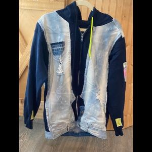Blue Denim Hoodie Hybrid Jacket